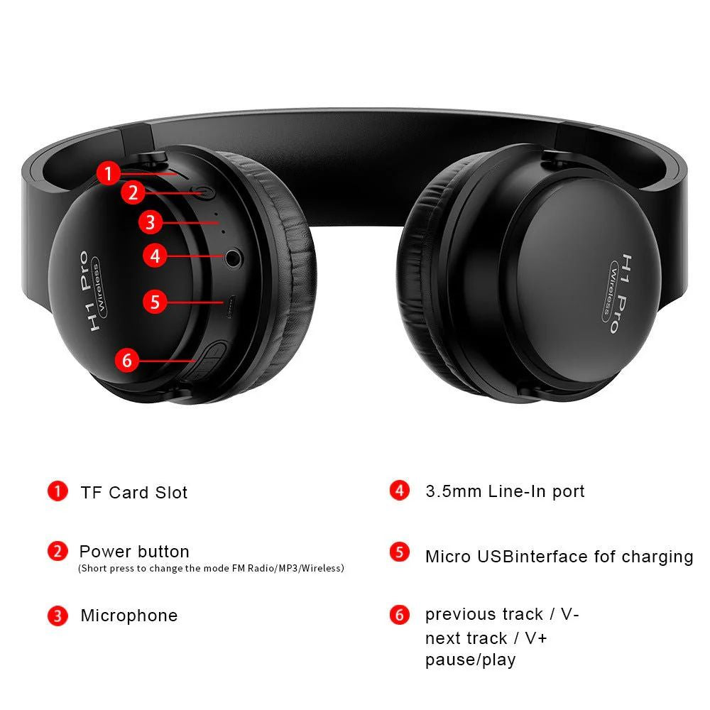 Wireless Bluetooth Headset with 24-Hour Battery, MP3 Mode, Bluetooth 5.0 – Android & iPhone Compatible