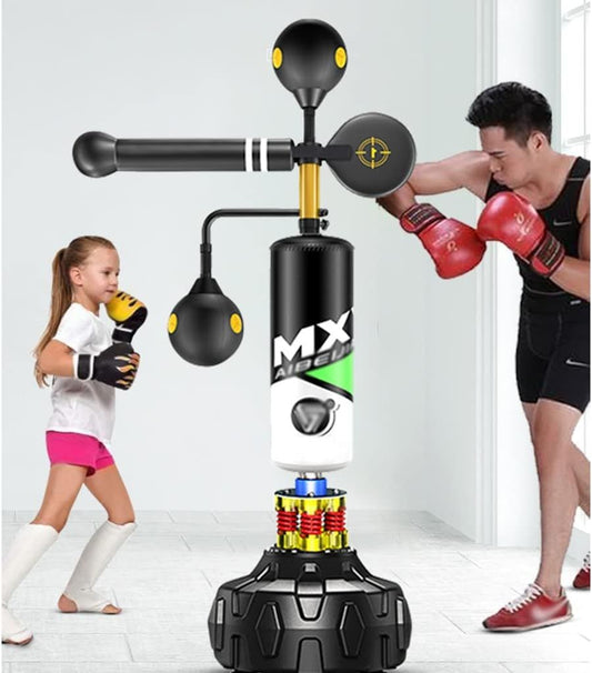 Speed Bags Boxing Reflex Trainer with 360° Spinning Bar – Adjustable Freestanding Set for Home & Gym
